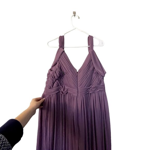 Azazie Calla A24 purple ruched formal vneck off the shoulder classic prom dress - Picture 8 of 11